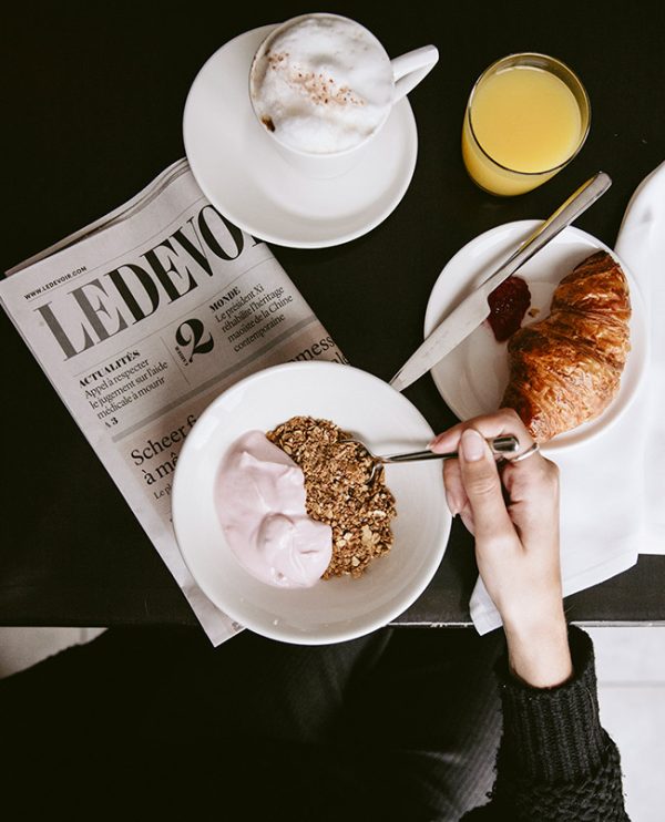 Breakfast set on a table